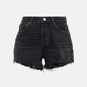 Agolde Black Distressed Women Shorts